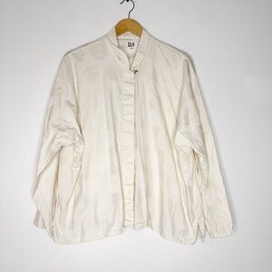 Planet by Lauren G Ivory Cotton Blouse with Circle Detail – One Size